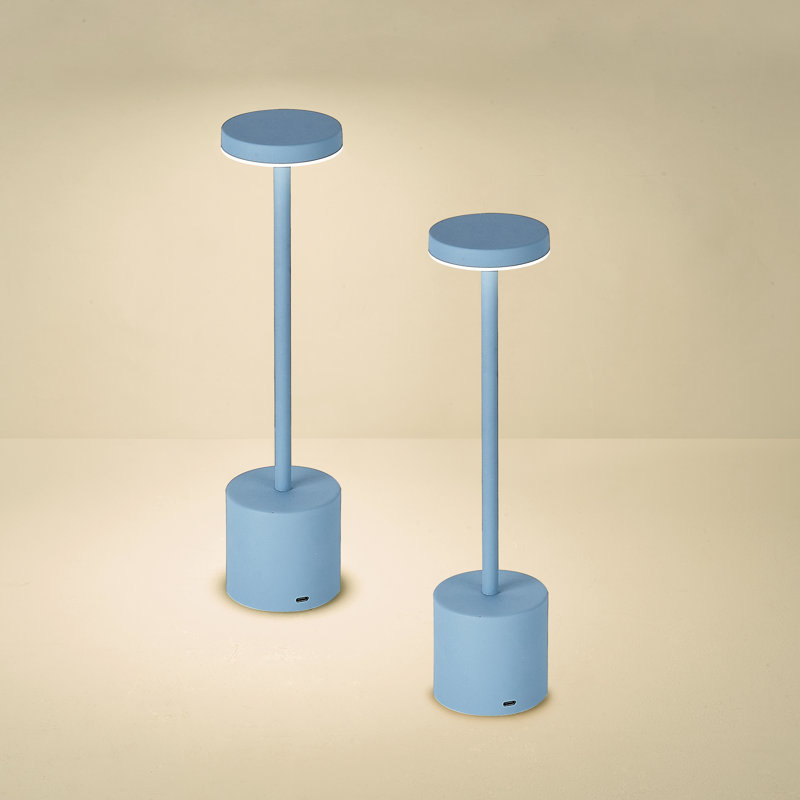 Cordless LED Dimmable Table Lamps Touch Control, Rechargeable Type C (Set Of 2) For Home Office Restaurant Bedroom Bars, Blue