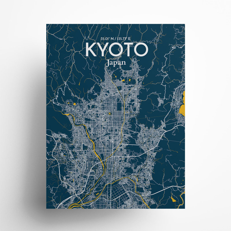 Kyoto City Map In Amuse - No Frame Print, 24cm H x 18cm W x 0.05cm D