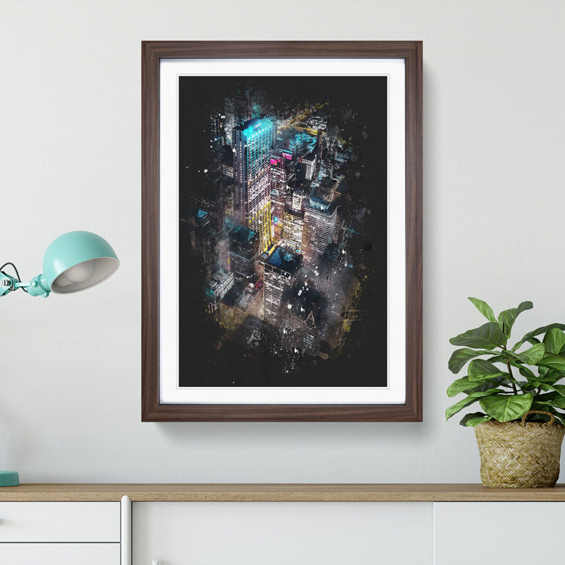 Lights of Chicago City - Picture Frame Graphic Art Print, Walnut Framed, 87cm H x 62cm W x 2cm D