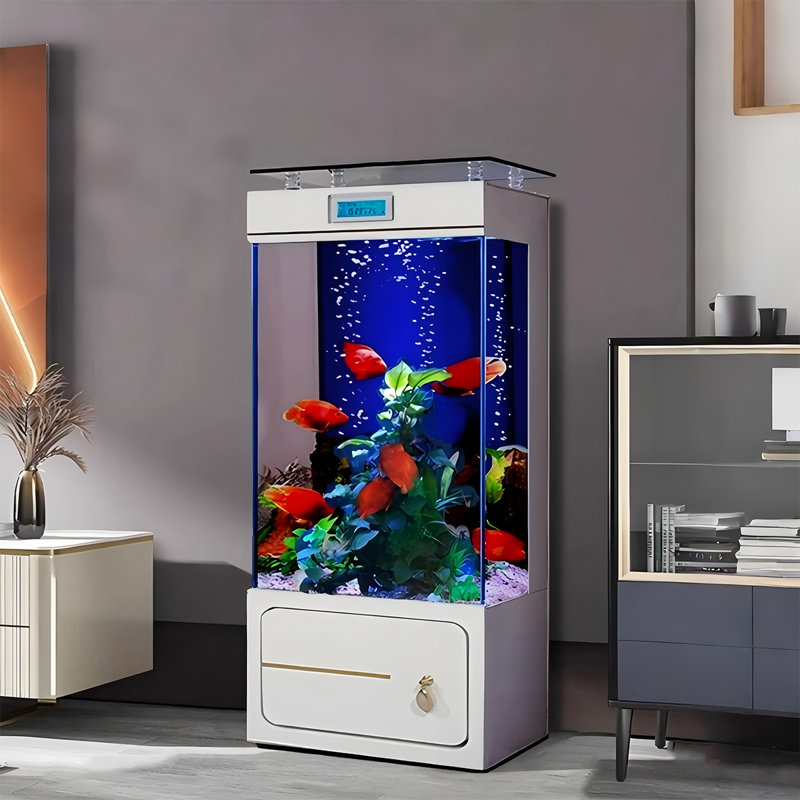 Aquarium de luxe 27,56 po, 55.48 Gallon (53.54"H x 27.56"W x 15.75"D), Transparent/blanc