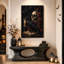 Art mural sur toile Halloween corbeau foncé et crâne avec des roses rouges-649258898