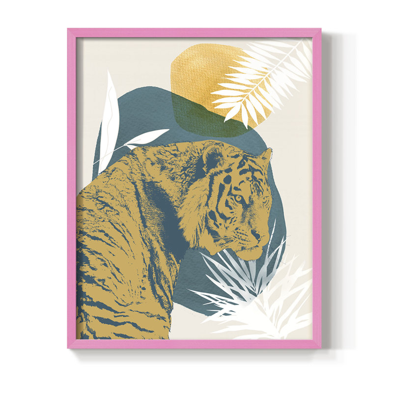 «Jungle Cat I», reproduction encadrée - bois massif, H 11 po x l 9 po, Rose