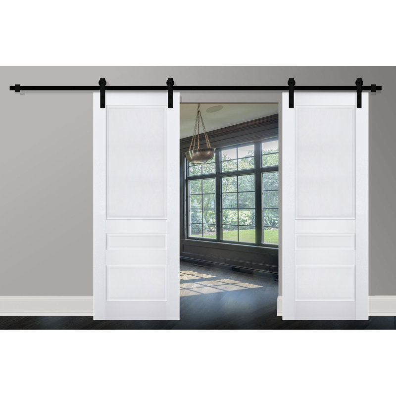 Portes de grange à panneaux en bois Veregio, 36 po x 96 po, Blanc