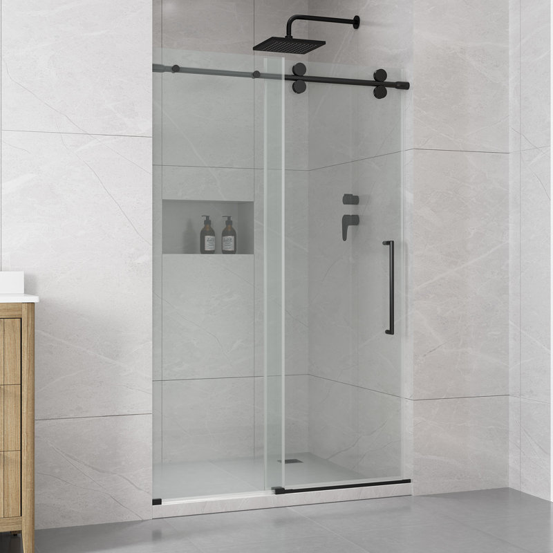 Reva 48 po Porte de douche coulissante sans cadre H - noir, Noir