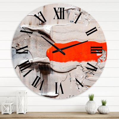 Vague rouge sur fond blanc cassé - horloge murale moderne