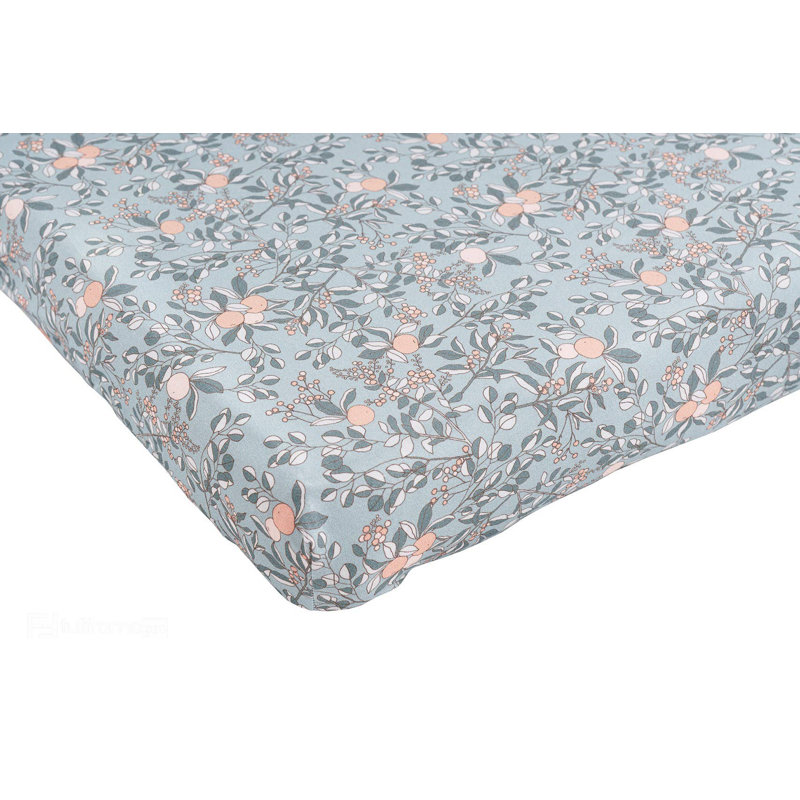 Floral 100% Cotton - Piece Fitted Sheet, Petrol