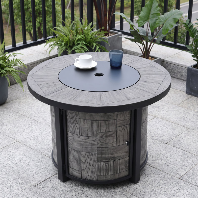 Foyer extérieur rond au propane de 91 cm (36 po) avec couvercle étanche et flamme réglable, 50 000 BTU