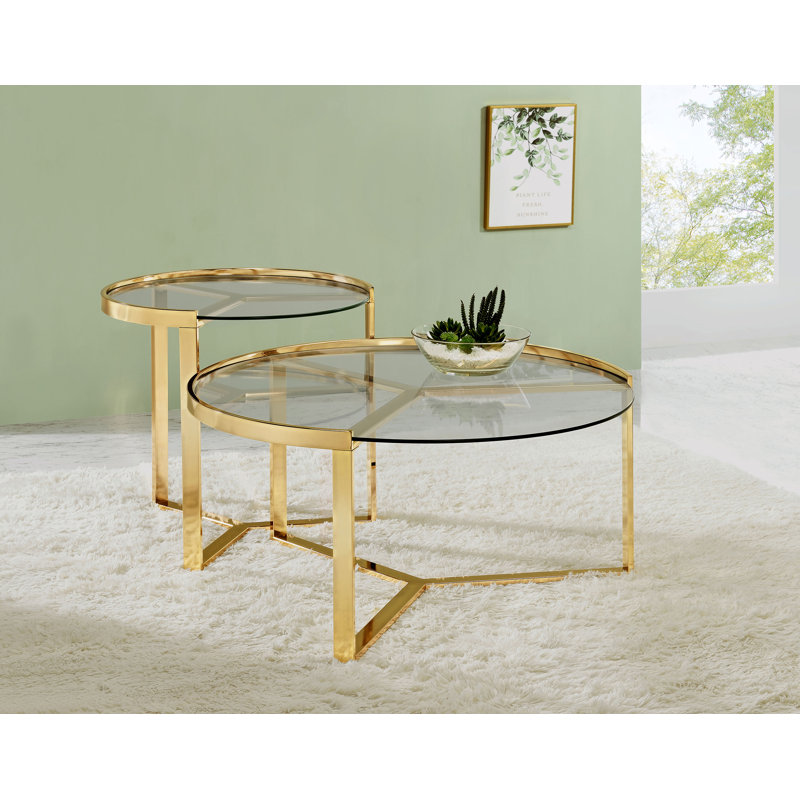 Table basse gigogne 2 pièces Wooldridge, Doré