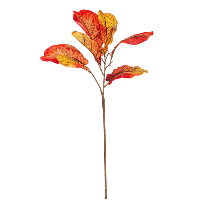 Vickerman 31" Orange Fiddle Leaf Spray. It measures 31 by 5 inches. It includes 3 pieces per bag.