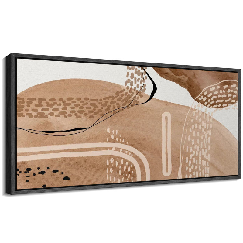 Earthy Contours, impression géométrique encadrée sur toile, H 30 po x l 60 po, Noir, noir, noir, noir