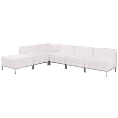 Hercules 6 Piece LeatherSoft Modular Sectional Configuration - Stainless Steel Legs