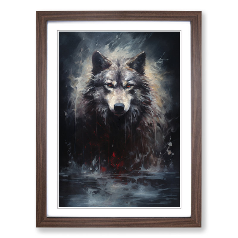 Wolf Contemporary No.3 Framed Print, 64cm H x 46cm W x 2cm D, Walnut 