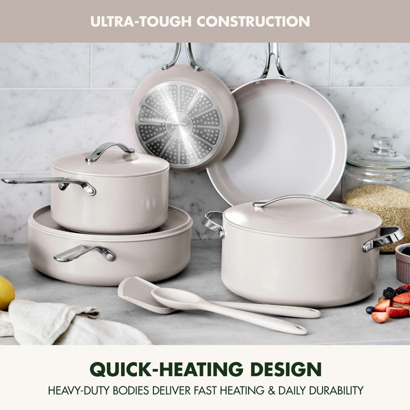 GreenPan Nova 10 Piece Cookware Set, Clay