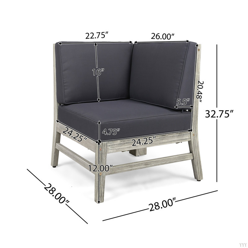 CHAISE D'ANGLE PERLA, Gris, Gris foncé