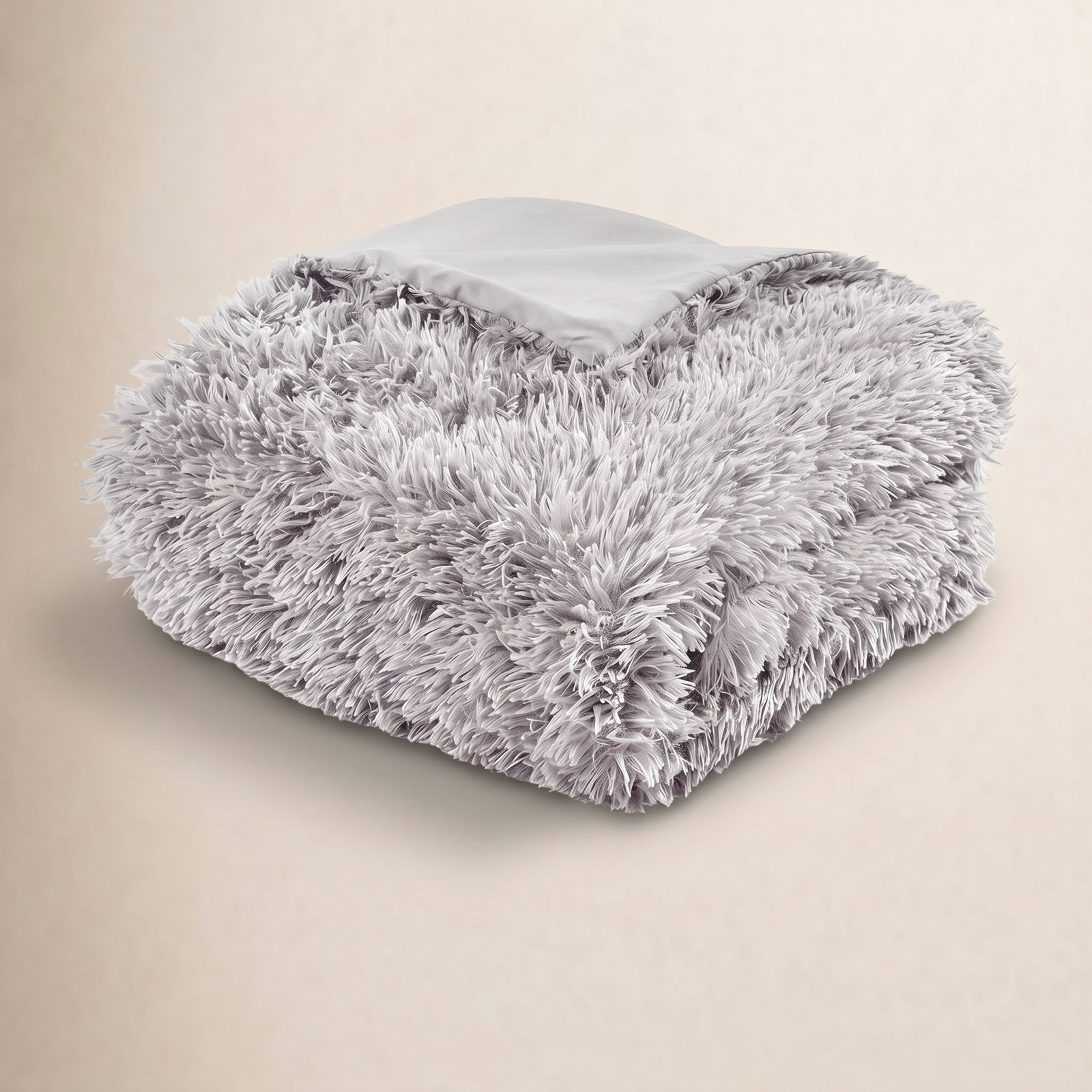 Exie Faux Fur Throw Blanket, Gray