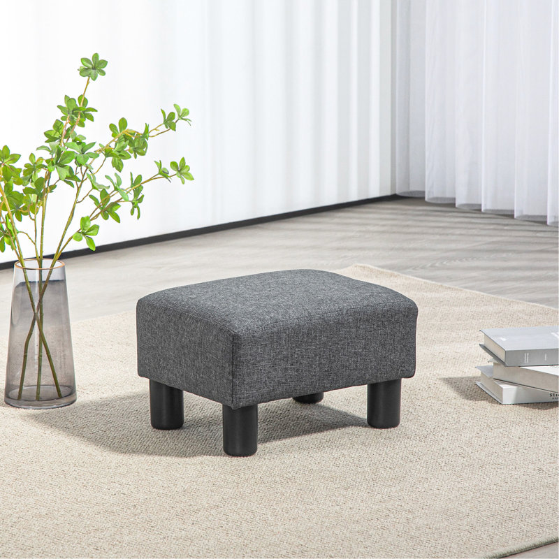 Repose-pieds gris anthracite recouvert de lin, petit pour tout, repos confortable avec revêtement, gris, compact pour tous les besoins