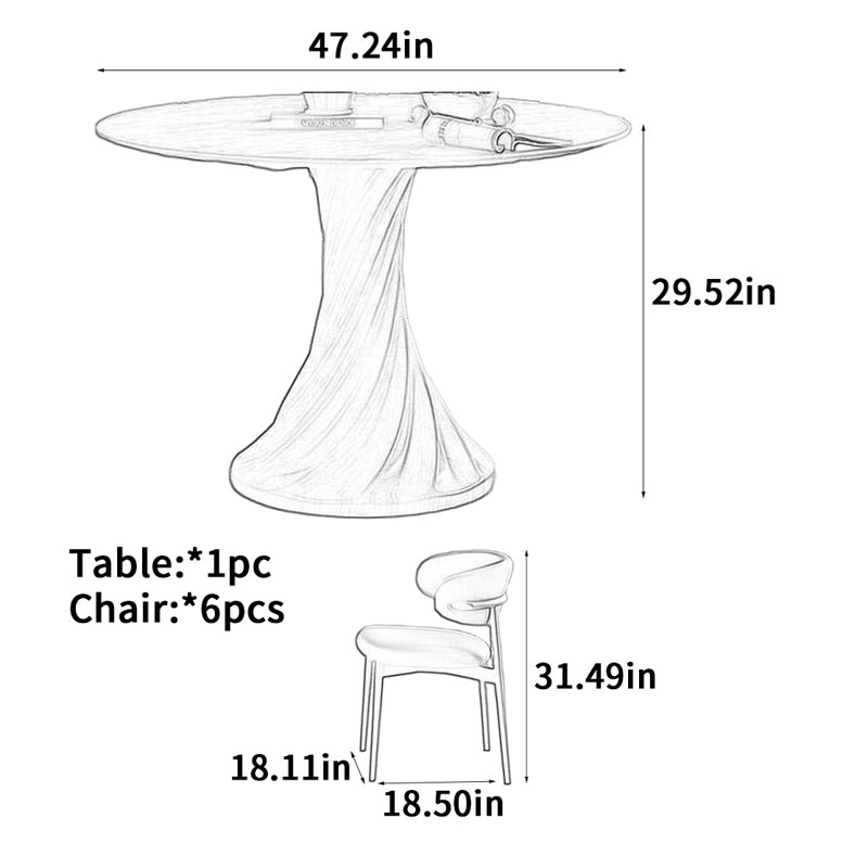 Table de salle à manger Vintage, H 29,52 po x L 47,24 po x l 47,24 po