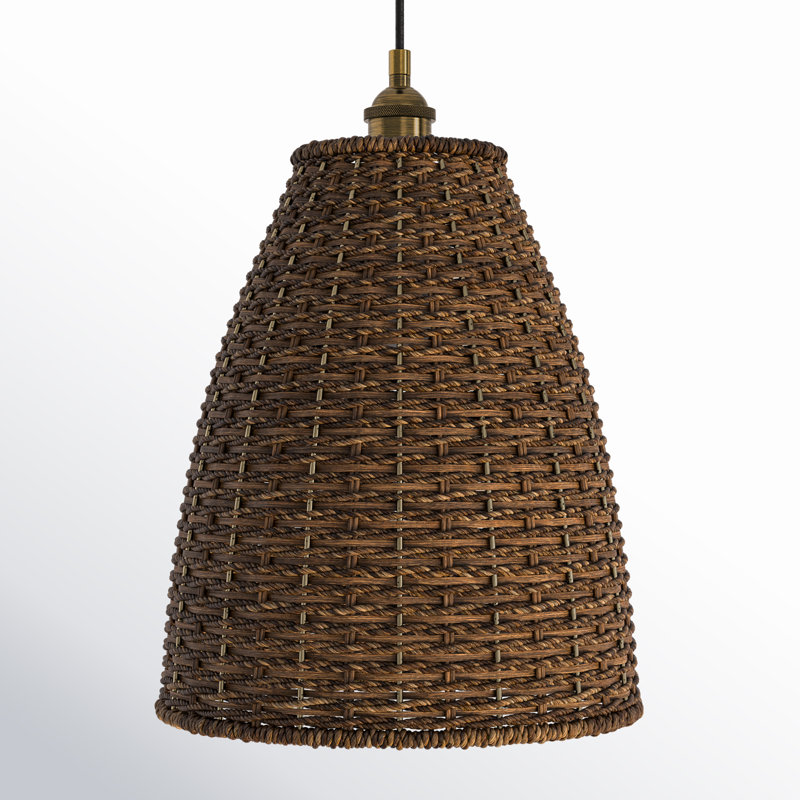 Luminaire suspendu en rotin naturel 1 lumière brun foncé Aldona