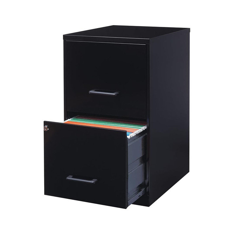 18 Deep 2-Drawer File Cabinet, Metal Imported Two drawer vertical file cabinet, Black