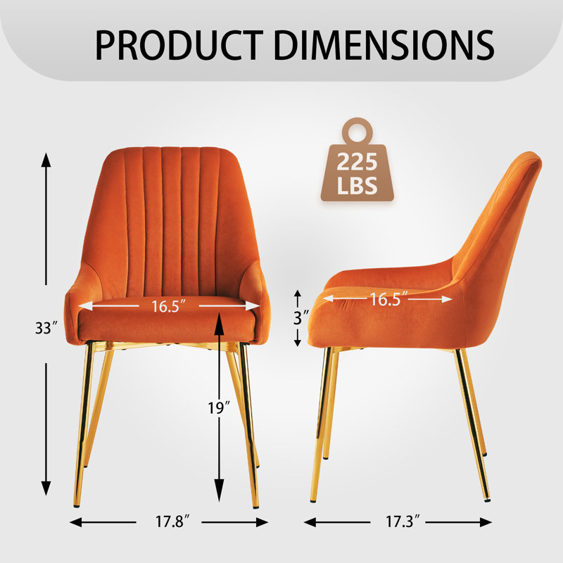 Maulsby Tufted Velvet Dining Chair, Orange, 4