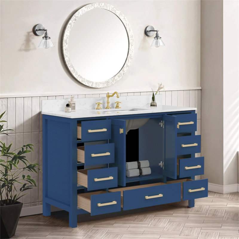 Meuble-lavabo autoportant 48 po avec comptoir 48 po, Bleu, 48"