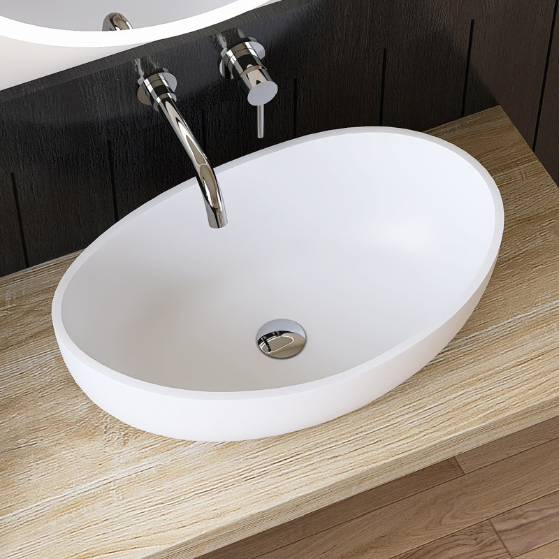 Lavabo vasque de salle de bain à surface solide 24 po Chloe, White