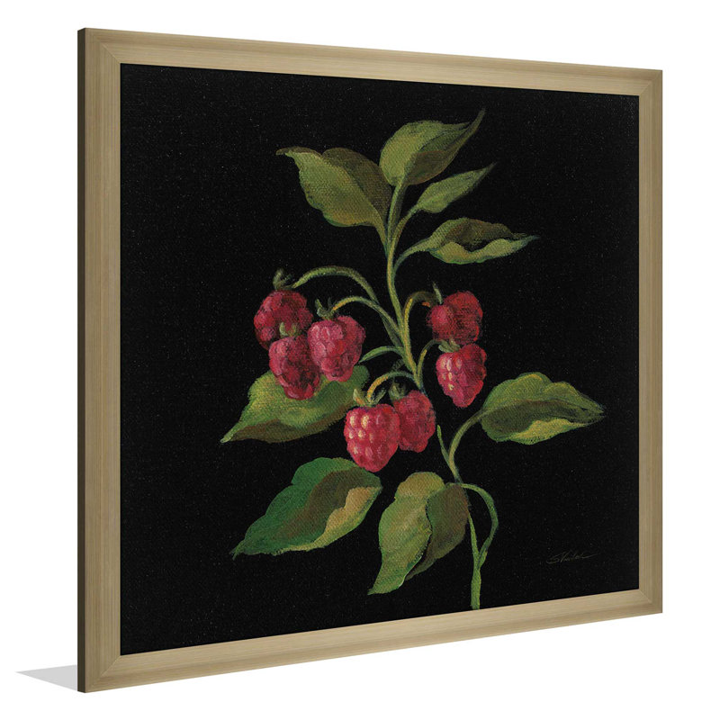 Framboise no mots - reproduction sur toile, H 21,5 po x l 21,5 po x P 0,75 po, Encadrement champagne