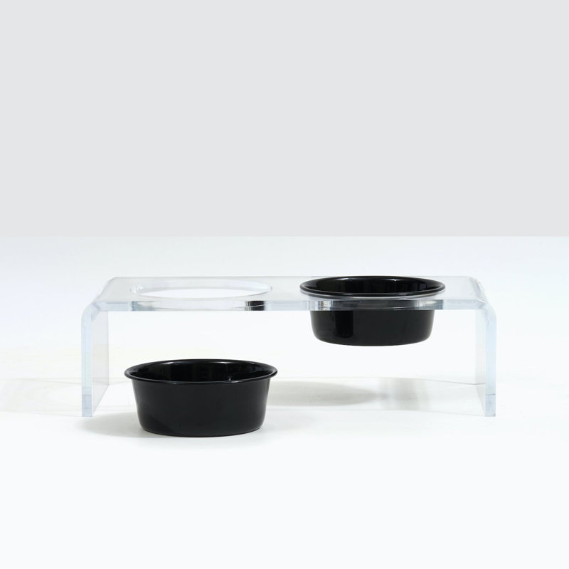 Small Clear Elevated Feeder with Color Bowls, Black, 1.5 cups / 12 fluid oz