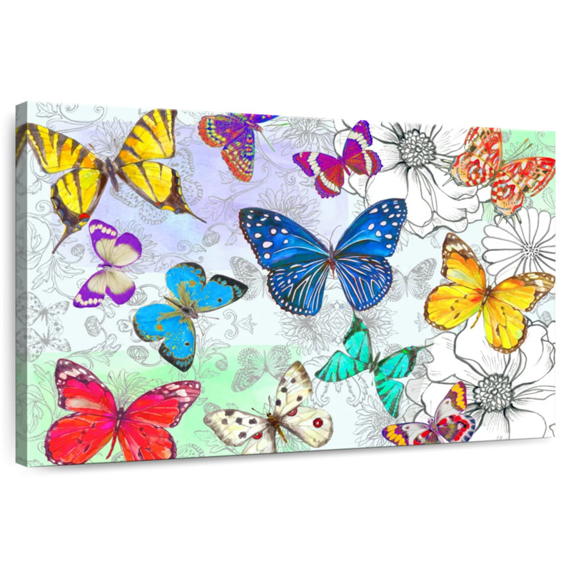 Brampt Floral Butterflies, 30" H x 45" W