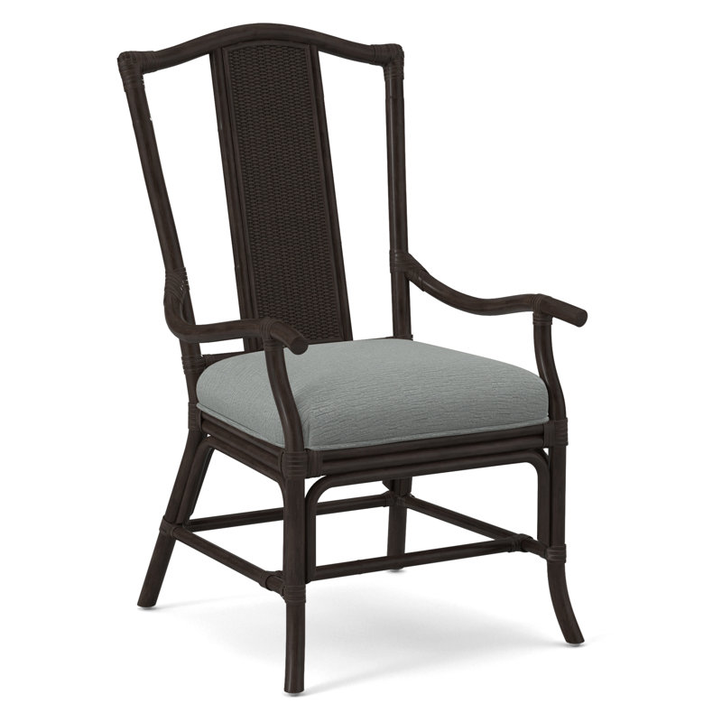 Drury Lane Slat Back Dining Arm Chair, Java, Stone Crypton Performance; 0884-83