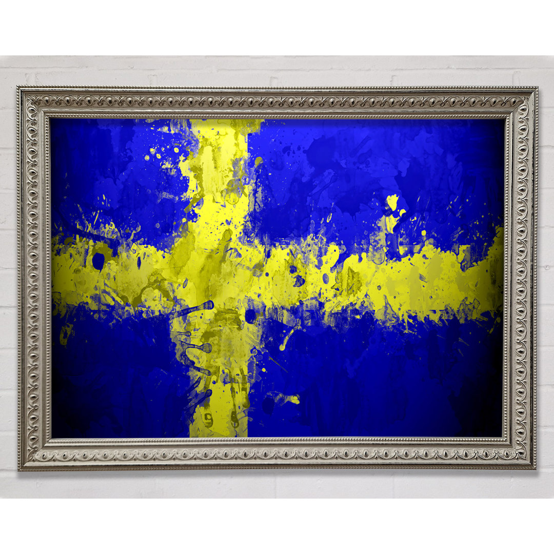 Schweden Grunge Flagge - Einzelner Bilderrahmen Kunstdrucke