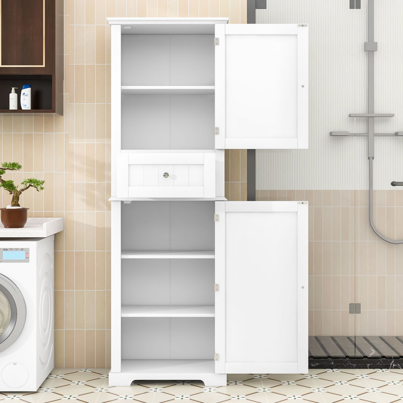 Armoire de rangement luxueuse en bois avec tablettes réglables, Blanc, H 67 po x l 11 po x P 22 po
