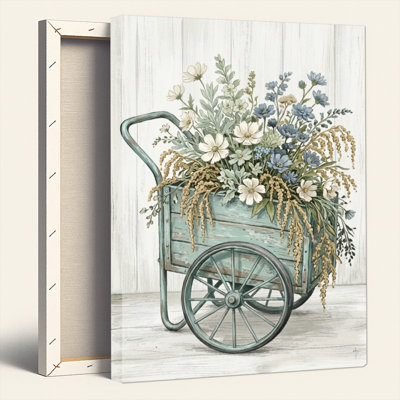 «Gallery Wrap», art mural sur toile pour le salon, la chambre à coucher, le bureau ou le vestibule - décoration murale décorative avec chariot floral