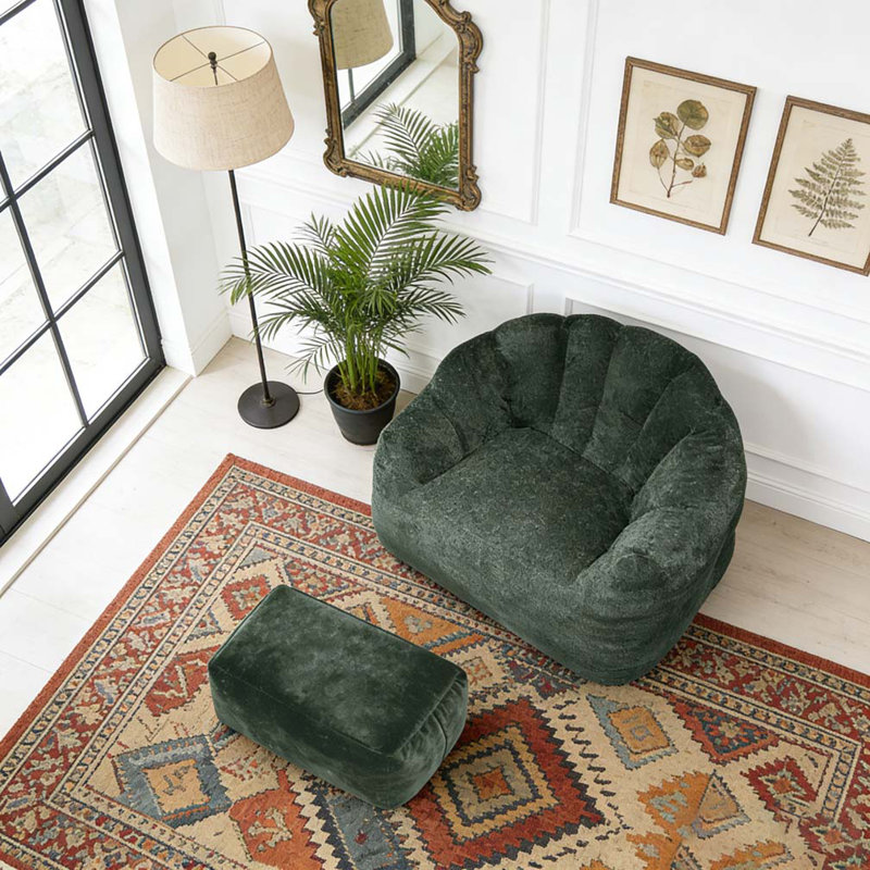 Fauteuil à billes avec mousse haute densité, fauteuil confortable, Vert