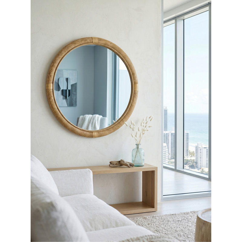 Miroir rond en rotin 31,9 po