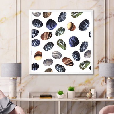 Pierres colorées sur fond blanc I - Peinture sur toile