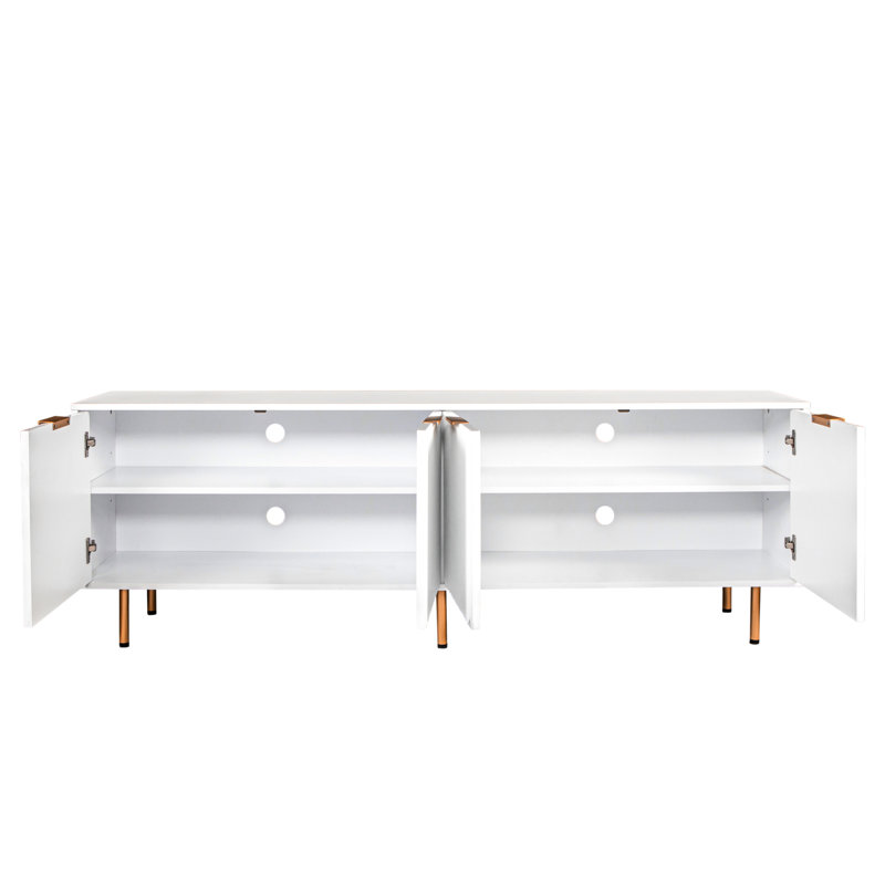 Meuble télé moderne et chaleureux pour meuble télé de 80 pouces, Blanc