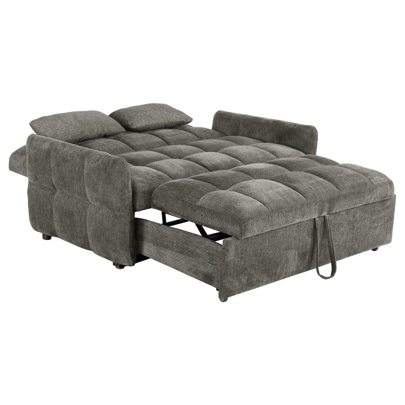 Alvara Tufted Cushion Pull-Out Sleeper Sofa Bed, Dark Gray