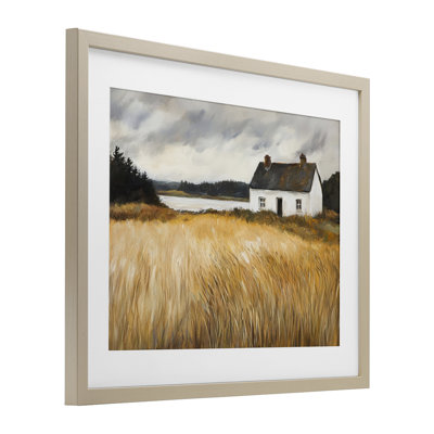 «White House On Wheat», reproduction encadrée sous verre, conception de Petal Prints Design