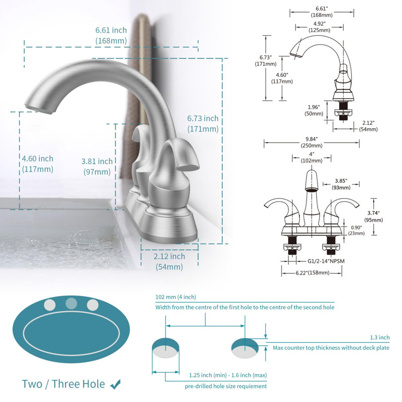 Bathroom Sink Faucet, Brushed Nickel