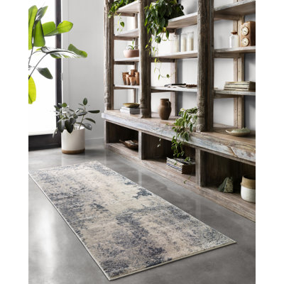 Tapis abstrait naturel / denim Eleanore