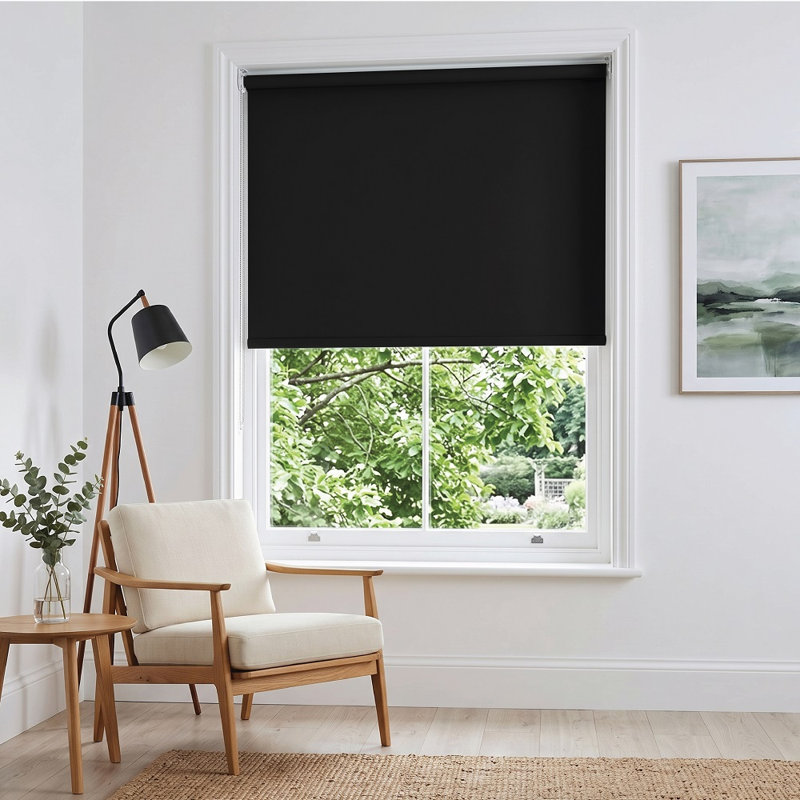 Thermal Blackout Roller Blind – Trimmable Cut-to-Size Window Blind, 165 cm L x 60 cm W, Black