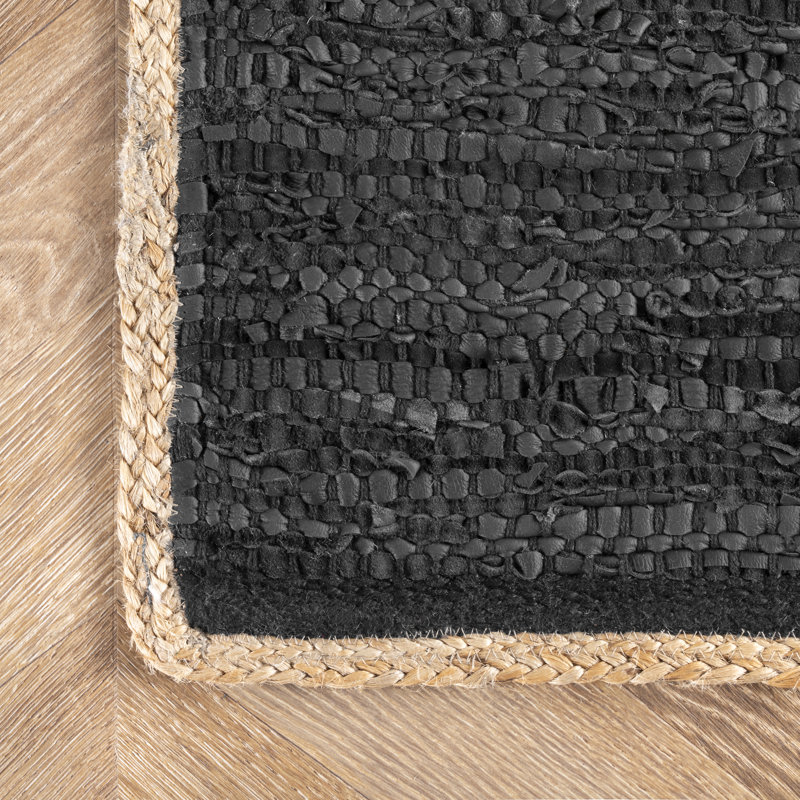 Tapis noir tissé à la main Damita, Rectangulaire 3 pi x 5 pi