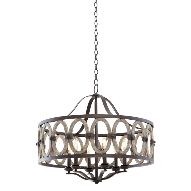 Belmont 6 LT Florence Gold Chandelier Kalco