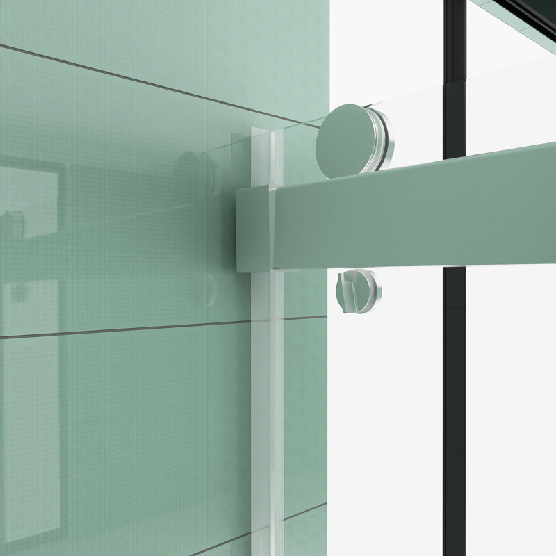 57'' - 60'' W x 79'' H Double Added Frameless Shower Door with Clear Glass, Nickel