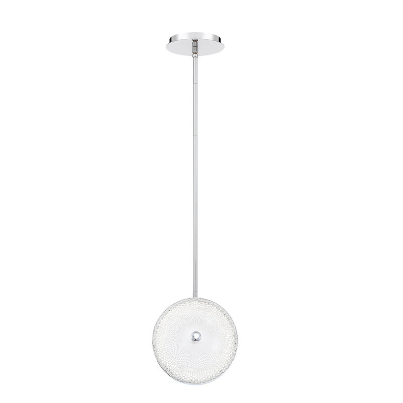 Caledonia 1 - Light Chrome LED Unique/Statement Pendant, White, 10"H x 10"W x 6.5"D