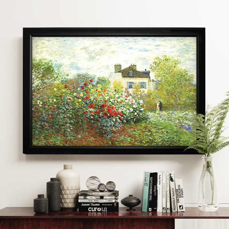 Le jardin de l'artiste - reproduction, H 31 po x l 43 po x P 1,5 po, Cadre noir, Blanc mat