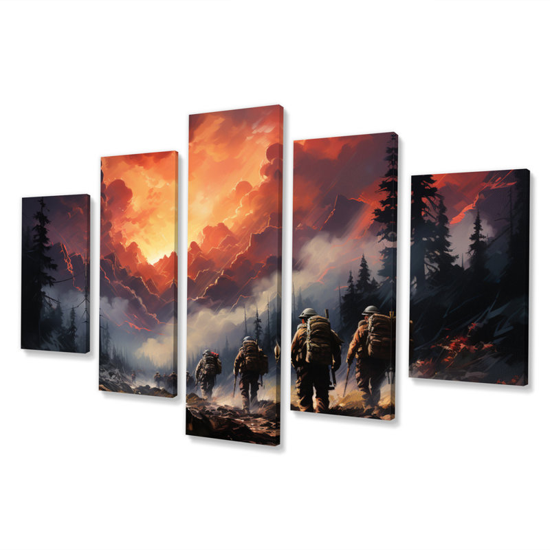 Heros In Action VI - Fireman Canvas Print - 5 Panels
