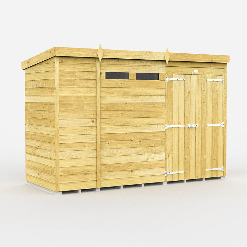 11ft x 4ft Pent Security Shed - Double Door