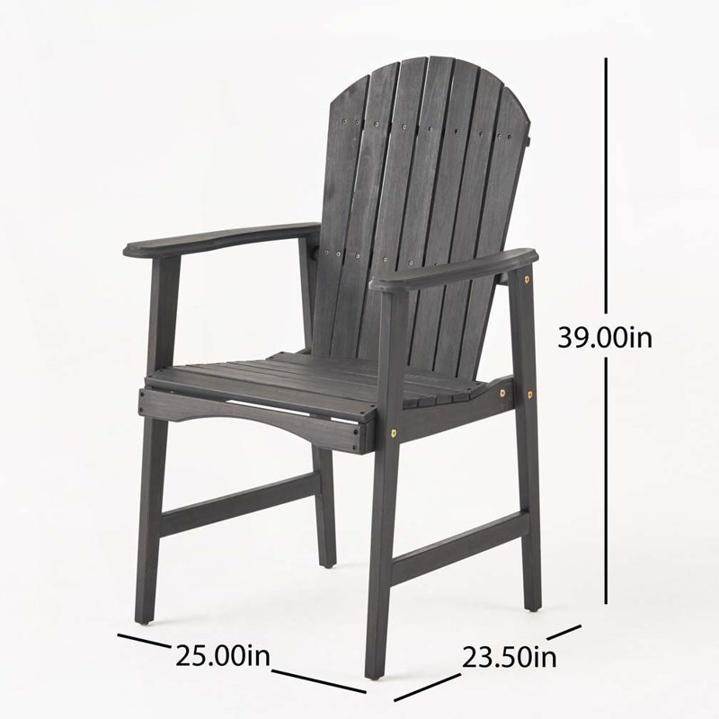 Chaises de salle à manger d'extérieur en bois d'acacia Adirondack (, Gris foncé